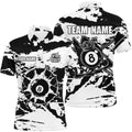 Black White 8 Ball Pool Paint Style Billiards Polo Shirts Best Custom Billiard Shirts Design, Personalized Billiard Polo Shirt