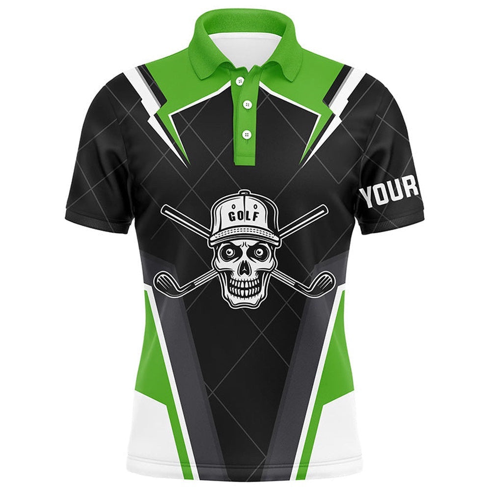 Black Men's Golf Polo Shirts Custom Golf Skull Shirt For Men's, Golf Attire For Men's Green, Golf Polo Shirt, Golf Shirts