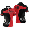 3D Funny Billiard Player 8 Ball Pool Red Black Polo Shirts, Personalized Billiard Polo Shirt