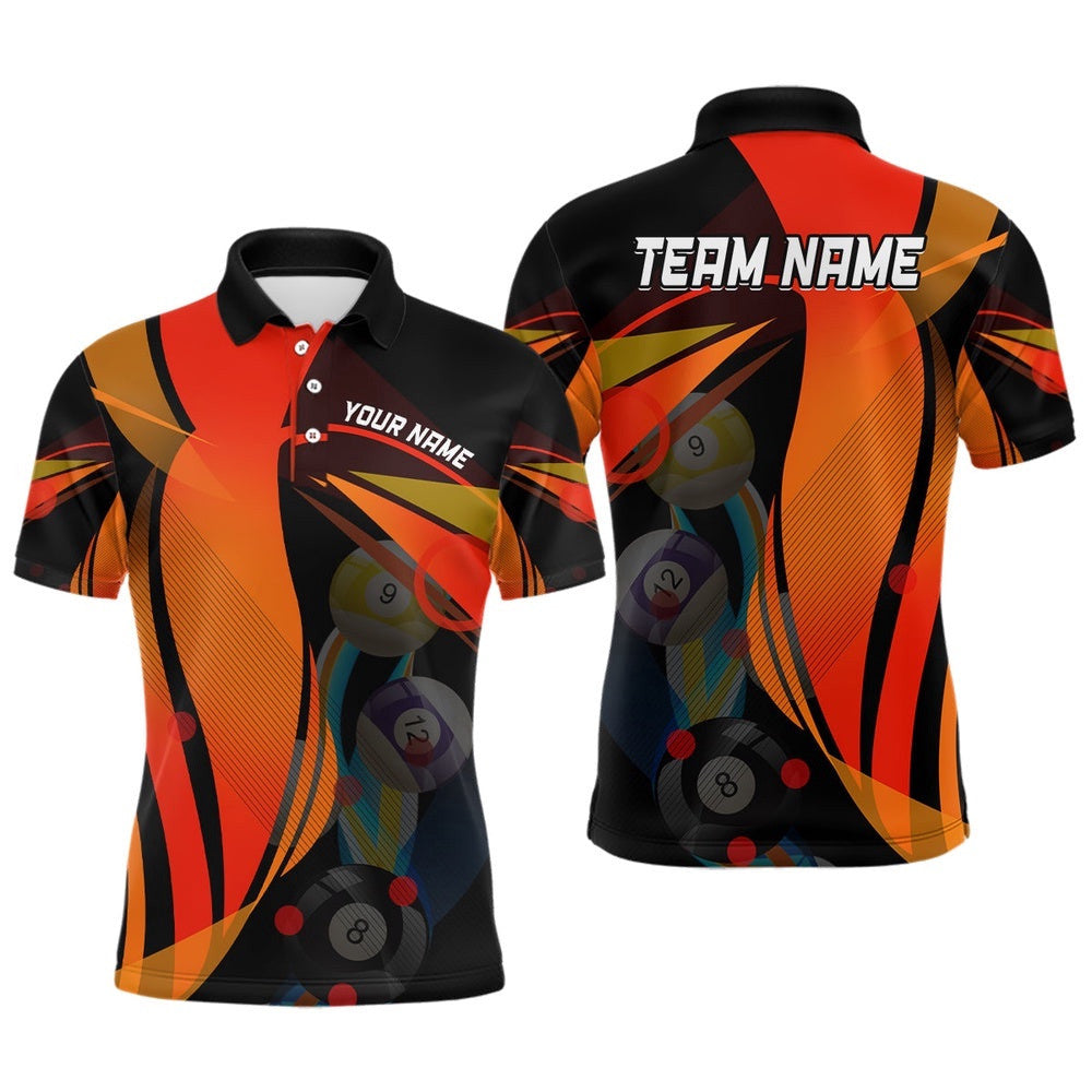 3D Orange Billiard Balls Polo Shirts Custom Billiard Pool League Shirts, Personalized Billiard Polo Shirt