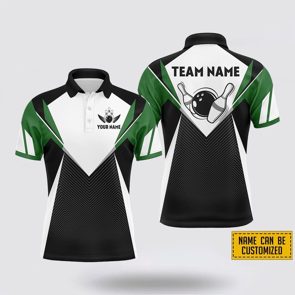 Custom Name And Team Bowling Pattern Men Bowling Polo Shirt - Gift For Bowling Enthusiasts