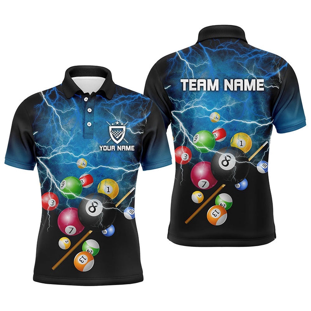 3D Funny Billiard Balls Polo Shirts, Custom Billiard Team Polo, Personalized Billiard Polo Shirt