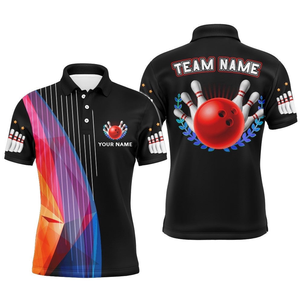 Custom Name Bowling Polo Shirt For Men Funny Bowling Polo Shirt Bowling Team League Shirt, Personalized Bowling Team Shirt