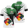 3D 9 Ball Pool Billiard Polo Polo & Polo Shirts Custom Billiard Team Shirts Green, Personalized Billiard Polo Shirt
