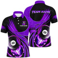 3D Purple Polo Billiard 8 Ball Polo Shirts Custom Team League Billiard Shirts, Personalized Billiard Polo Shirt