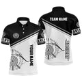 Black White Archery Bow Polo Shirts For Men Custom Archery Team Uniform Shirts, Custom Archery Team Polo Shirt