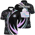 Black Mens Polo Bowling Shirts Custom Neon Camo Team League Bowling Polo Shirt, Gifts For Bowlers, Personalized Bowling Team Shirt