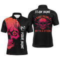 Custom Pink Skull Billiard I Beat People With A Stick Name Polo Shirts, Personalized Billiard Polo Shirt