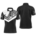 Black White Men's Golf Polo Shirt Custom American Flag Golf Clubs Patriotic Golf Polo Shirts For Men, Golf Polo Shirt, Golf Shirts