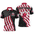 American Flag Bowling Shirts Men Team Bowling Polo Shirt Custom Black Bowling Polo Shirt, Personalized Bowling Team Shirt
