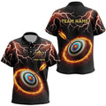 Fire Archery Target Thunder Lightning Custom Archery Polo Shirts, Archery Polo, Custom Archery Team Polo Shirt