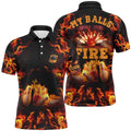 Flame Bowling Shirt Custom Name My Balls Are On Fire Bowling Polo Shirts For Men, Bowling Polo Shirt, Personalized Bowling Team Shirt