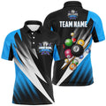 8 Ball Pool Billiard Balls Blue 3D Polo Shirts, Custom Pool Billiards Polo, Personalized Billiard Polo Shirt