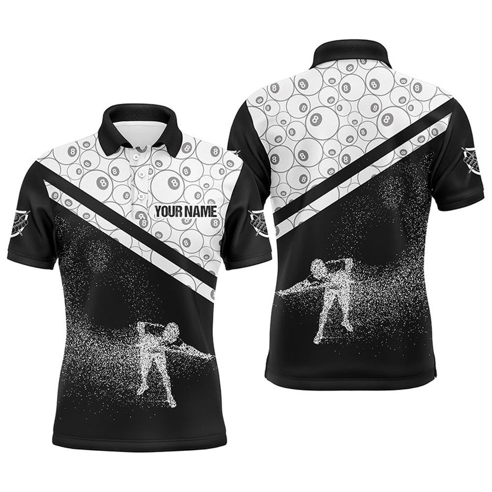 3D Funny Billiards Polo Shirts, Ball 8 Pattern Billiard Player Polo, Personalized Billiard Polo Shirt