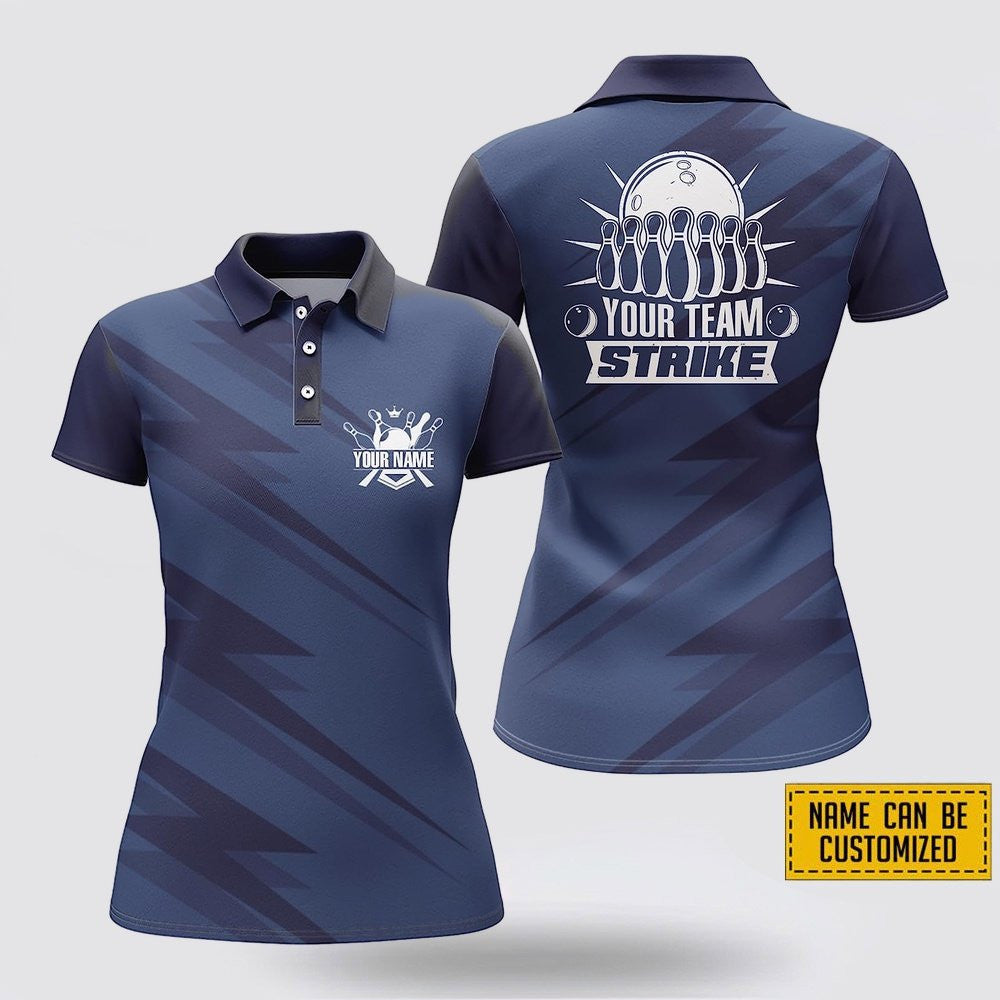 Custom Name And Team Bowling Strike Women Bowling Polo Shirt For Bowler - Gift For Bowling Enthusiasts