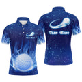 Blue Fire Flame Golf Ball Men's Polo Shirt Custom Golf Tops For Men Personalized Golf Gifts, Golf Polo Shirt, Golf Shirts