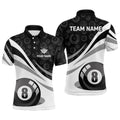 Black White 8 Ball Pool Billiard Polo Polo Shirts Custom Billiard Uniform, Personalized Billiard Polo Shirt