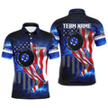 American Flag Blue Galaxy 8 Ball Pool Team League Shirts, Personalized Billiard Polo Shirt