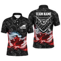 Customized Canadian Flag Smoke 8 Ball Pool Pattern Billiard 3D Polo Shirts, Personalized Billiard Polo Shirt