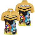 Customized Yellow Billiard 9 Ball 3D Polo & Polo Shirts, 9 Ball Pool Polo Attire, Personalized Billiard Polo Shirt