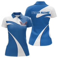 Custom US Flag Picklebal Wings Blue Polo Shirts For Women, Patriot Pickleball Team Shirt, Pickleball Polo Shirts
