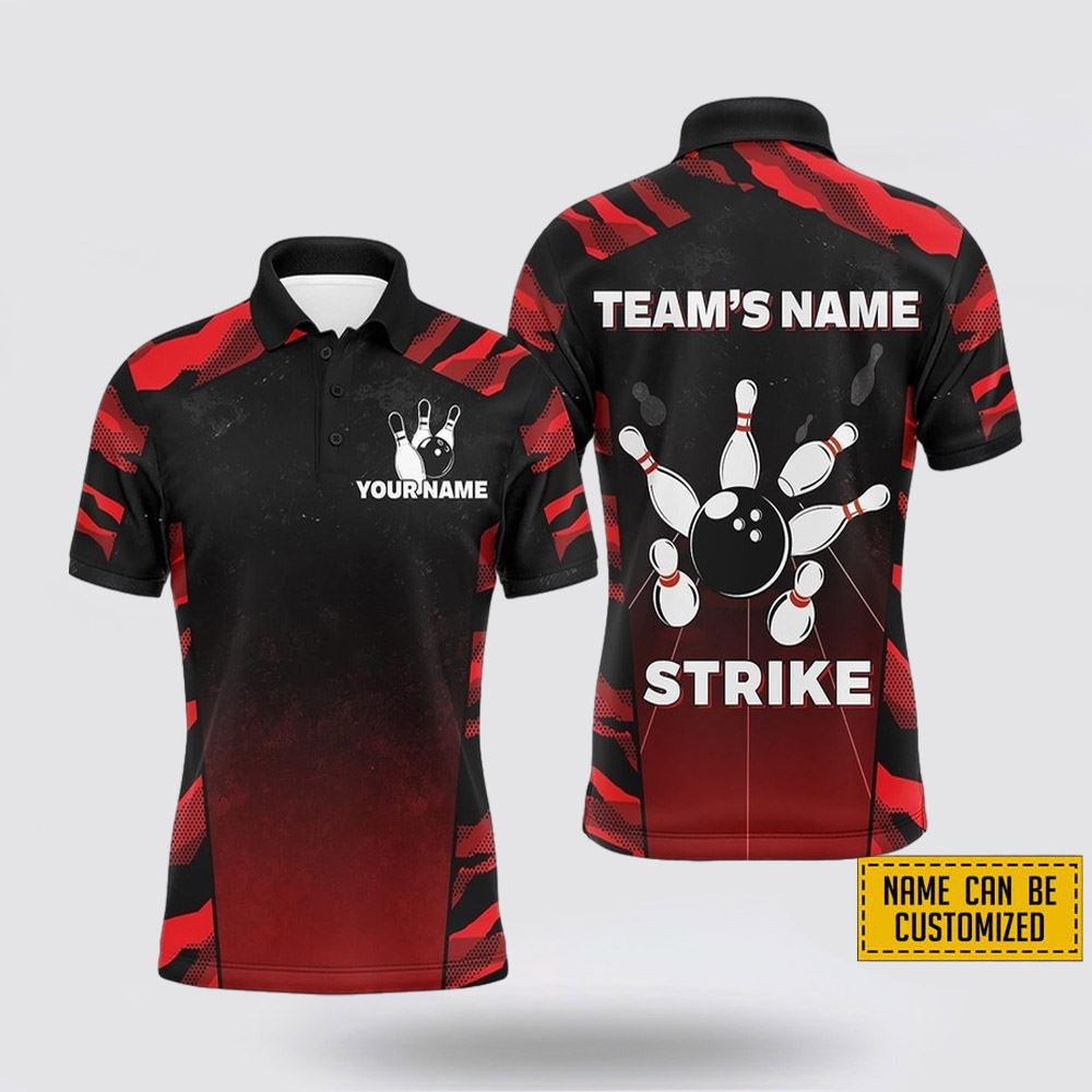 Custom Name Bowling Strike Pattern Bowling Jersey Shirt - Gift For Bowling Enthusiasts