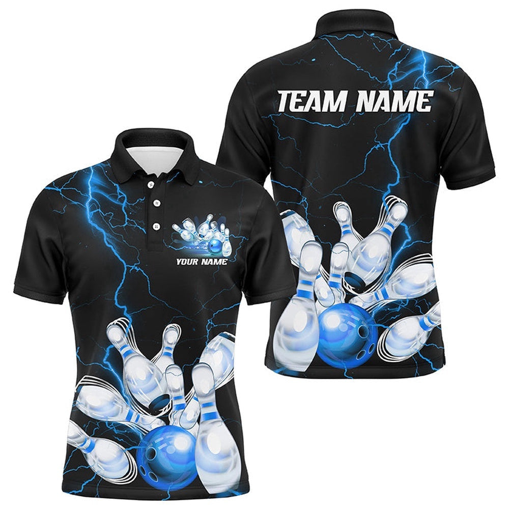 Customize Multicolor Thunder Lightning Bowling Shirts For Men And Women, Strike Bowling Team Polo Shirt, Personalized Bowling Team Shirt