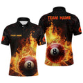 Fire 8 Ball Pool Black Billiard 3D Polo Shirts, Custom Billiard Team Shirts, Personalized Billiard Polo Shirt