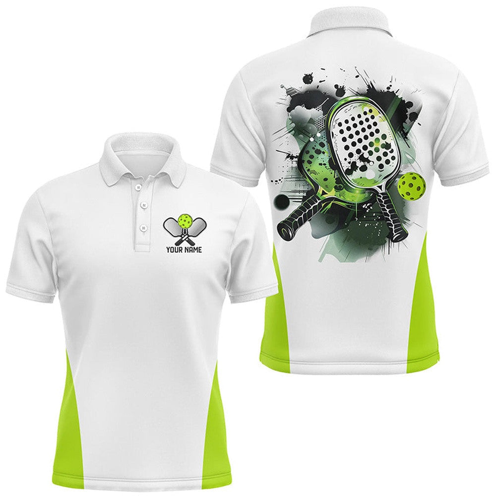 Custom Watercolor Pickleball Polo Shirts, Men's Pickleball Outfits Pickleball Gifts Green, Pickleball Polo Shirts