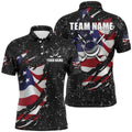 American Flag Black Grunge Pattern Golf Clubs Men's Golf Polo Shirts Custom Best Men's Golf Tops, Golf Polo Shirt, Golf Shirts
