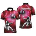 Customized Red Galaxy Astronaut 8 Ball Pool Billiard Shirts, Funny 3D Printed Billiard Shirts, Personalized Billiard Polo Shirt
