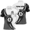Black White 8 Ball Pool Crown Billiard Shirts, Best Billiard 8 Ball Team Polo, Personalized Billiard Polo Shirt