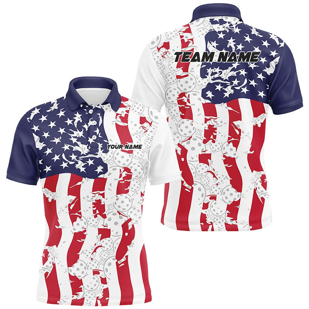American Flag Custom Pickleball Team Shirts For Men And Women, Patriotic Pickleball Polo Shirts, Pickleball Polo Shirts