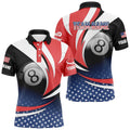 8 Ball Pool American Flag Version Billiard Shirts, Patriotic Billiard Polo, Personalized Billiard Polo Shirt