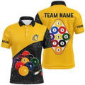9 Ball Pool Black Grunge Billiards Polo Shirts, 3D Billiard Balls Polo Shirts, Personalized Billiard Polo Shirt