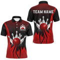 Custom Red Flame Bowling Polo Shirts For Men & Women Bowling Team Polo Shirt, Personalized Bowling Team Shirt