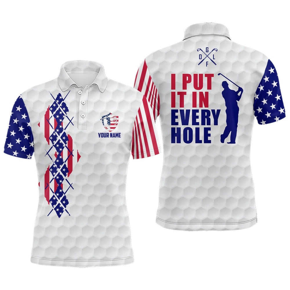 American Flag Argyle Men's Personalized Patriotic Us Golf Shirts For Men, Golf Polo Shirt, Golf Shirts