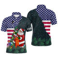 American Flag Christmas Santa Golf Pattern Custom Men's Xmas Golf Outfits Men, Golf Polo Shirt, Golf Shirts