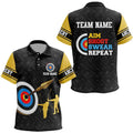 Aim Shoot Swear Repeat Archery Target Custom Name Polo Shirts Custom Archery Team Shirts, Custom Archery Team Polo Shirt