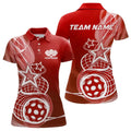 Custom Red Pickleball Star Polo Shirts For Women, Outdoor Pickleball Team Uniform, Pickleball Polo Shirts
