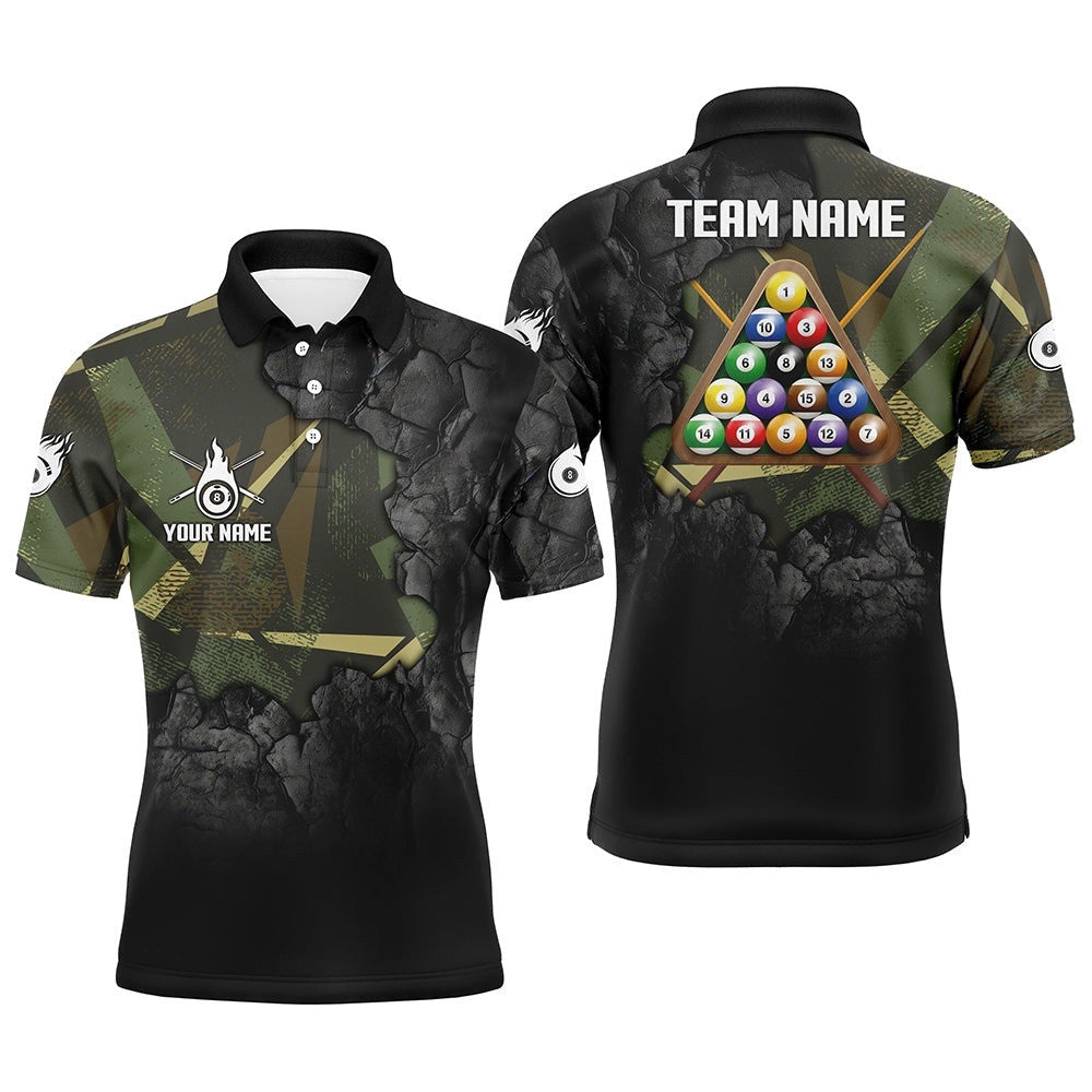Fire 8 Ball Pool 3D Polo Shirts, Custom 8 Ball Billiard Balls Team Shirts, Personalized Billiard Polo Shirt