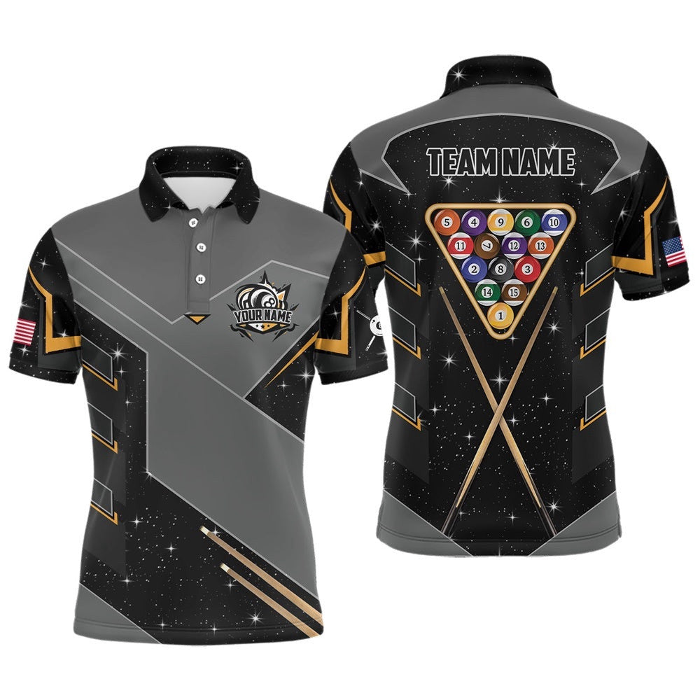 8 Ball Pool Billiard Polo Shirts Custom 8 Ball Billiards Attire Polo, Personalized Billiard Polo Shirt
