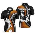 Black&Orange Bowling Polo Shirt For Men Bowling Polo Shirt Bowling Team League Shirt, Personalized Bowling Team Shirt
