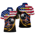 American Flag 8 Ball Pool Billiard Shirts Custom Patriotic 4Th Of July Billiard Polo, Personalized Billiard Polo Shirt