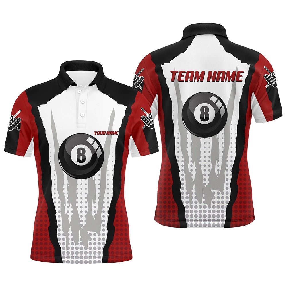8 Ball Pool Red Custom Billiard Team Shirt, Personalized Billiard Polo Shirt