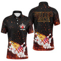 Flame American Flag Bowling Polo Shirt For Men Custom Gutter Gang Team Bowling Shirts, Personalized Bowling Team Shirt