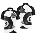 8 Ball Pool Black White Custom Pool Billiards Polo, Personalized Billiard Polo Shirt