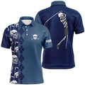 Blue Navy Skull Argyle Pattern Custom Men's Best Men's Golf Wear, Golf Polo Shirt, Golf Shirts