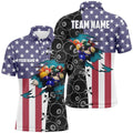 American Flag Custom 8 Ball Pattern Pool Balls Polo, Personalized Billiard Polo Shirt