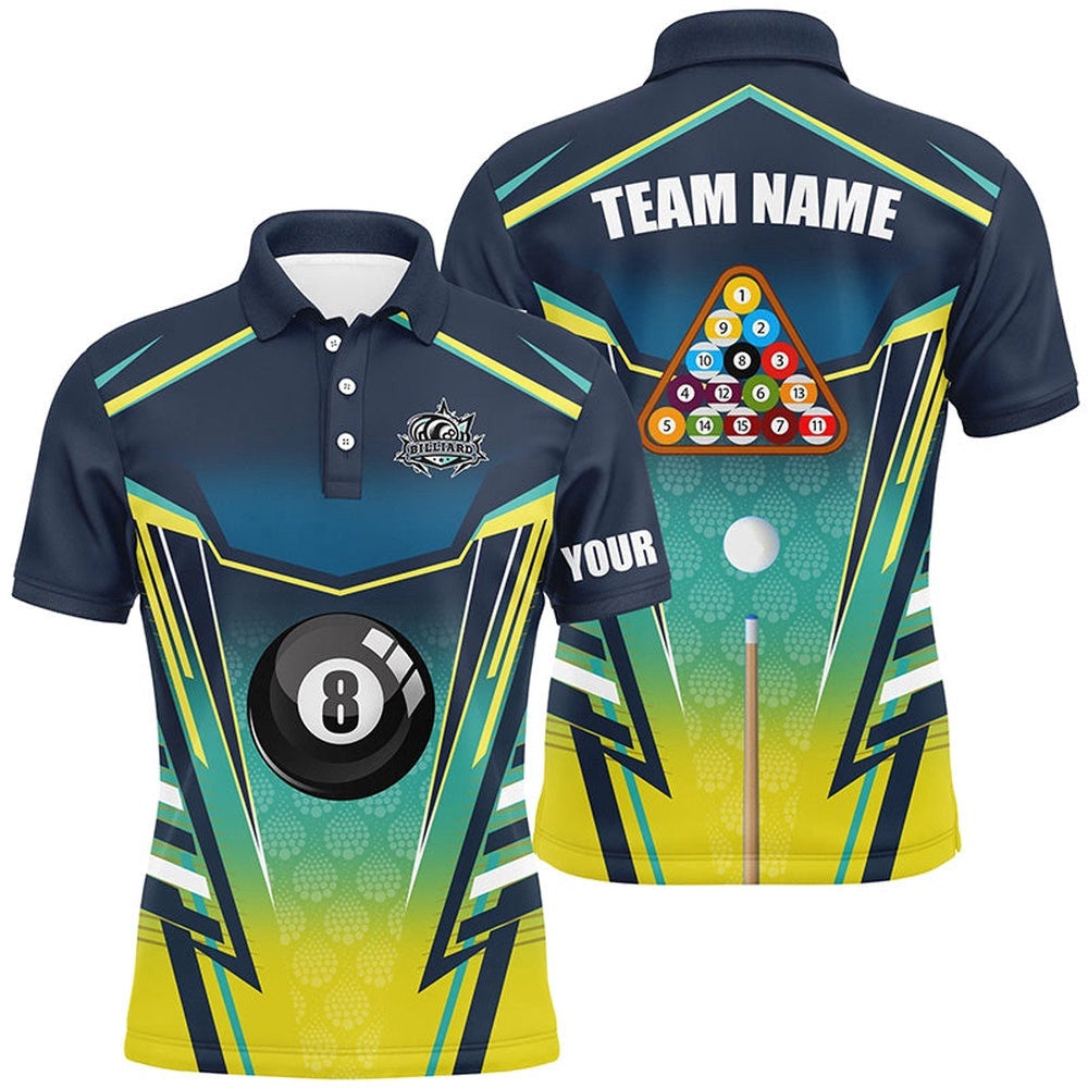 8 Ball Pool Billiard Polo Custom Polo Shirts, 8 Ball Billiards Apparel Clothing, Personalized Billiard Polo Shirt